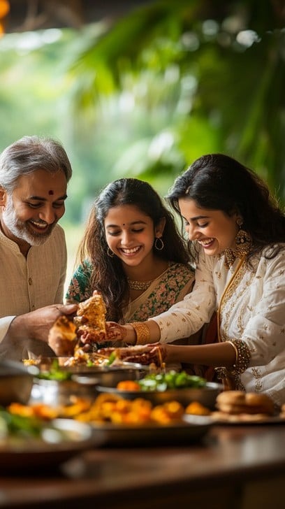 Family enjoying meal